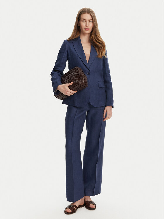 Weekend Max Mara Weekend Max Mara Kalhoty z materiálu Malizia 2515131052 Tmavomodrá Regular Fit