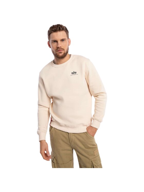 Alpha Industries Męska Bluza, rozmiar L, Beżowa, Basic Sweater Small Logo 188307-578