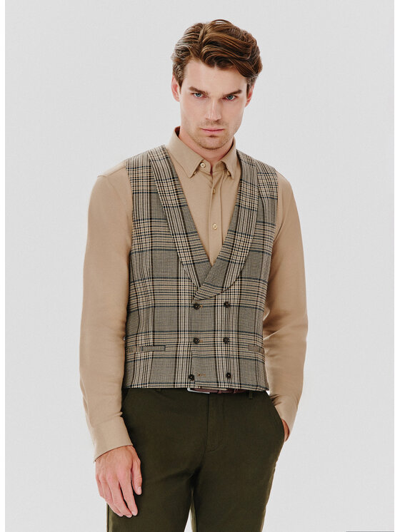 Pako Lorente Pako Lorente Kamizelka P24WP-8X-014 Brązowy Slim Fit