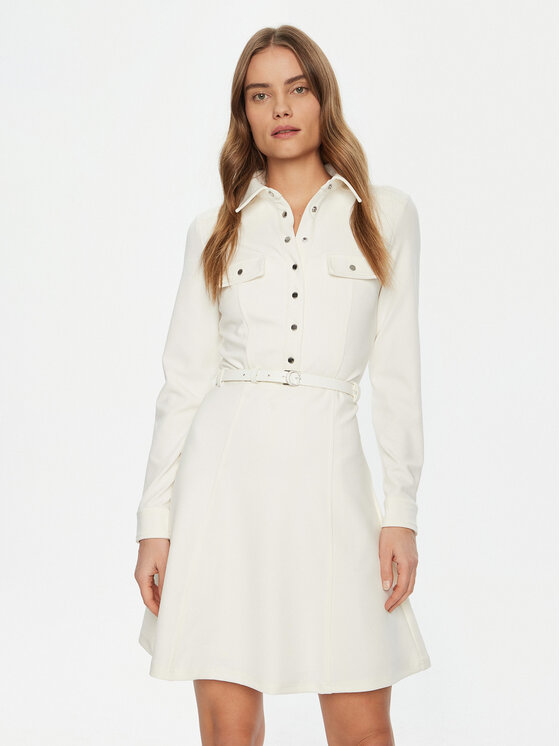 Guess Guess Rochie tip cămașă W5RK93 KCBO2 Alb Regular Fit