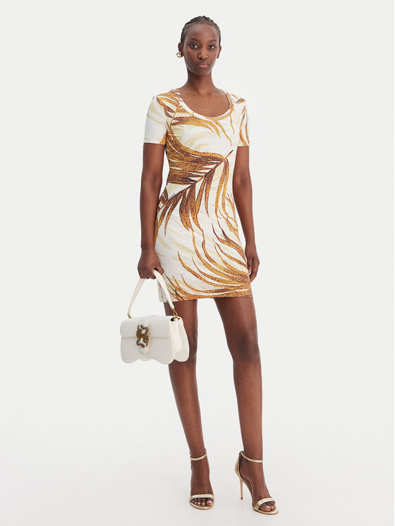 Just Cavalli Just Cavalli Kleid für den Alltag 80PAOE02 CJ112 Beige Slim Fit