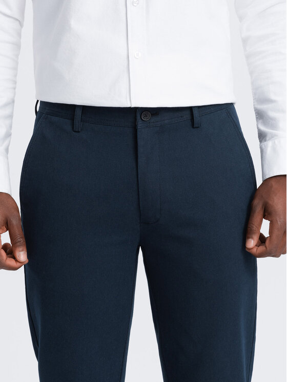 Ombre Ombre Chino kalhoty OM-PACP-0188 Tmavomodrá Regular Fit