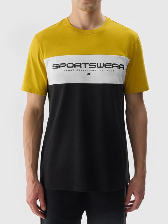4F 4F Tričko 4FWSS24TTSHM1326-71S Žltá Regular Fit