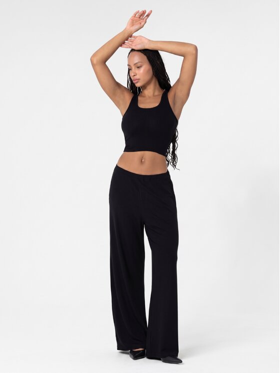 BASICLO BASICLO Spodnie materiałowe W-2173 Czarny Loose Fit