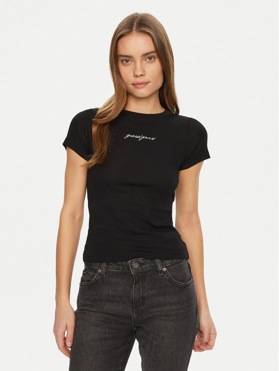 Női Póló Guess Jeans, Méret: M, Fekete, W5RI57 KA0H1
