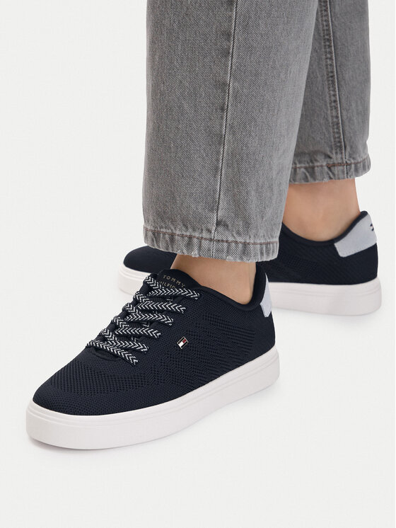 Tommy Hilfiger Tommy Hilfiger Sneakersy Knit Cupsole FW0FW09289 Granatowy
