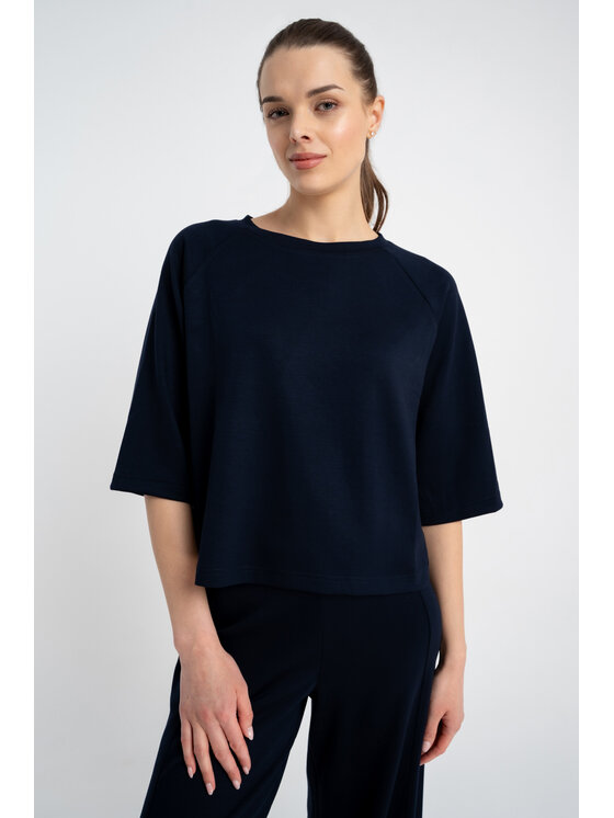 CLICK CLICK Blúzka 10-6693 Tmavomodrá Boxy Fit