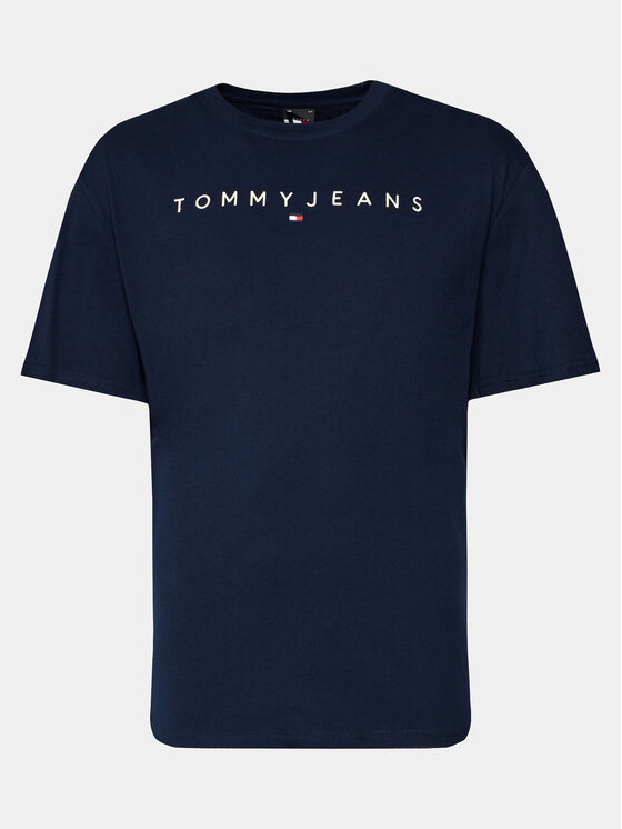 Tommy Jeans Tommy Jeans T-Shirt Linear Logo DM0DM17993 Granatowy Regular Fit