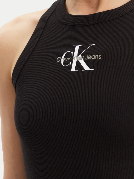 Calvin Klein Jeans Calvin Klein Jeans Top Monologo J20J225301 Czarny Slim Fit