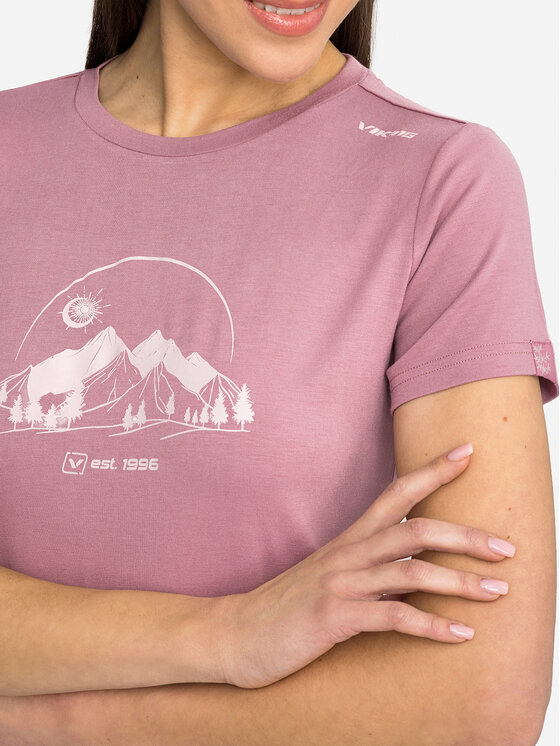 Viking Viking T-Shirt Lenta Bamboo Light Lady Różowy Regular Fit