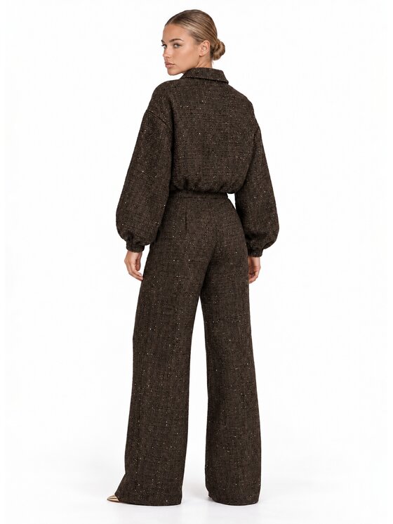 Love Saints Love Saints Komplet bluzka i spodnie L26WF-KA-K12 Brązowy Oversize