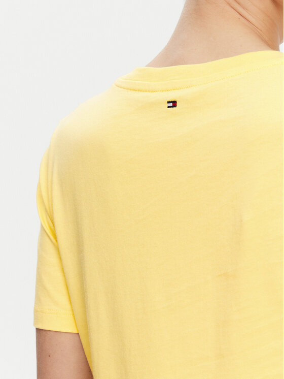 Tommy Hilfiger Tommy Hilfiger T-Shirt WW0WW45522 Żółty Regular Fit