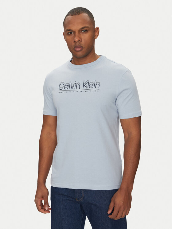 Calvin Klein Calvin Klein T-shirt Double Logo K10K114149 Svijetloplava Regular Fit