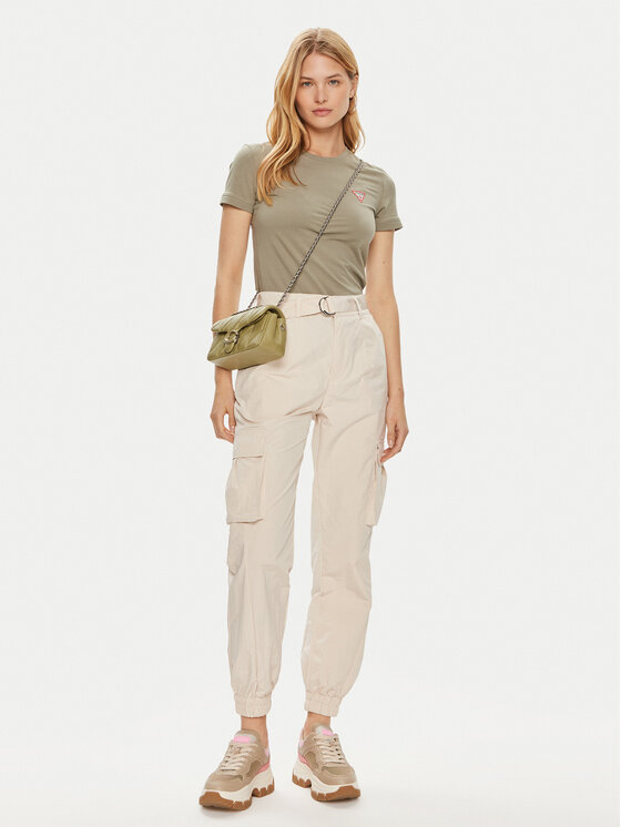 Guess Guess T-shirt W2YI44 J1314 Zelena Slim Fit