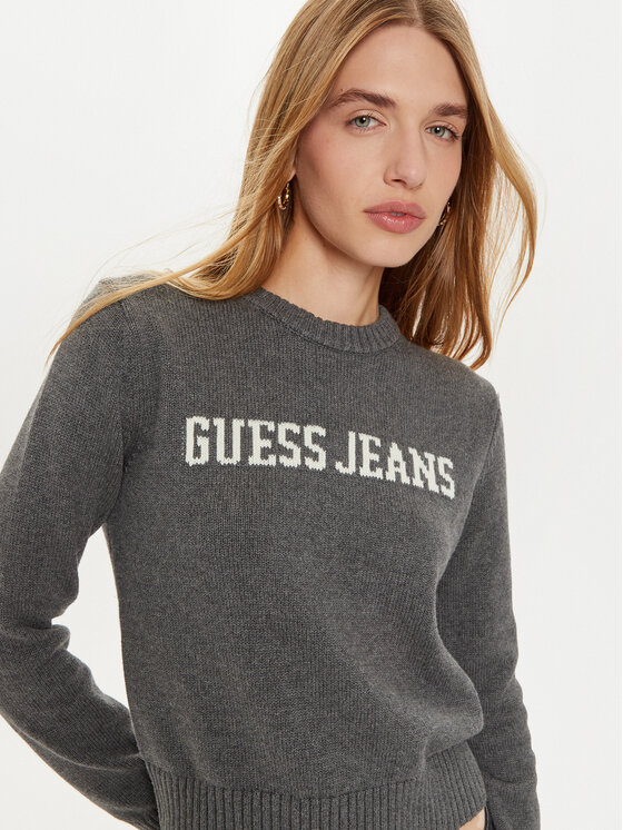 Guess Jeans Guess Jeans Пуловер W4BR10 Z3HM1 Сив Regular Fit