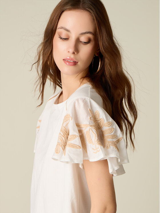 Oltre Oltre T-Shirt G090J004544N011 Biały Regular Fit