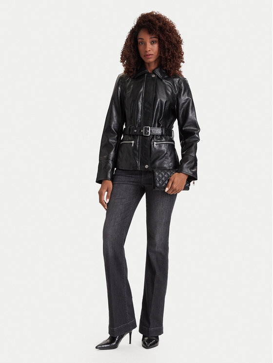 Guess Guess Kurtka z imitacji skóry W6YL25 W2914 Czarny Regular Fit