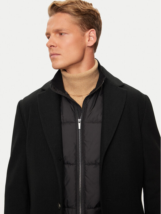 Calvin Klein Calvin Klein Płaszcz wełniany K10K113270 Czarny Regular Fit