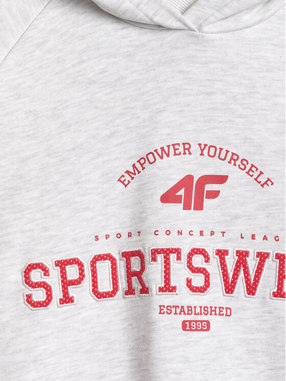 4F 4F Bluza SPORTS CLUB Szary jasny Loose Fit