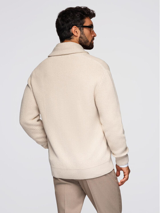 Ombre Ombre Sweter OM-SWCD-0153 Beżowy Regular Fit