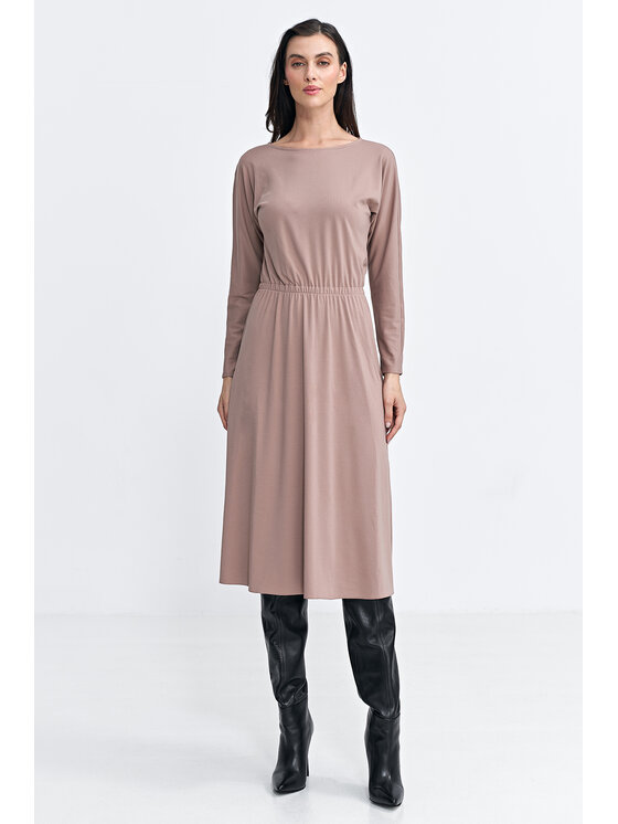 NIFE NIFE Sukienka dzianinowa S259 Beżowy Regular Fit