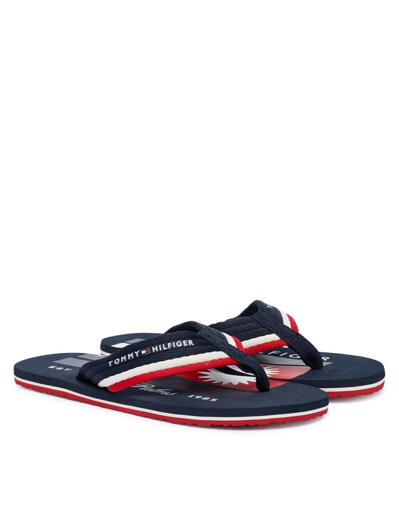 Tommy Hilfiger Tommy Hilfiger Zehentrenner Patch Hilfiger Beach Sandal FM0FM05903 Dunkelblau