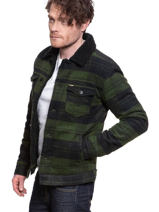 Wrangler Wrangler Giubbotto invernale THE TRUCKER Verde Regular Fit