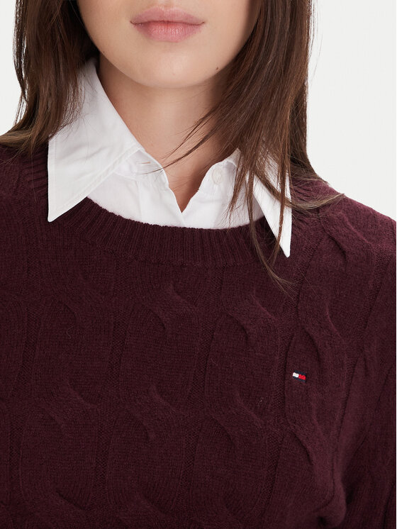 Tommy Hilfiger Tommy Hilfiger Sveter WW0WW43586 Bordová Regular Fit