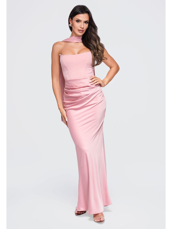 Ombre Ombre Sukienka wieczorowa LA-OM-DLR415 Różowy Slim Fit