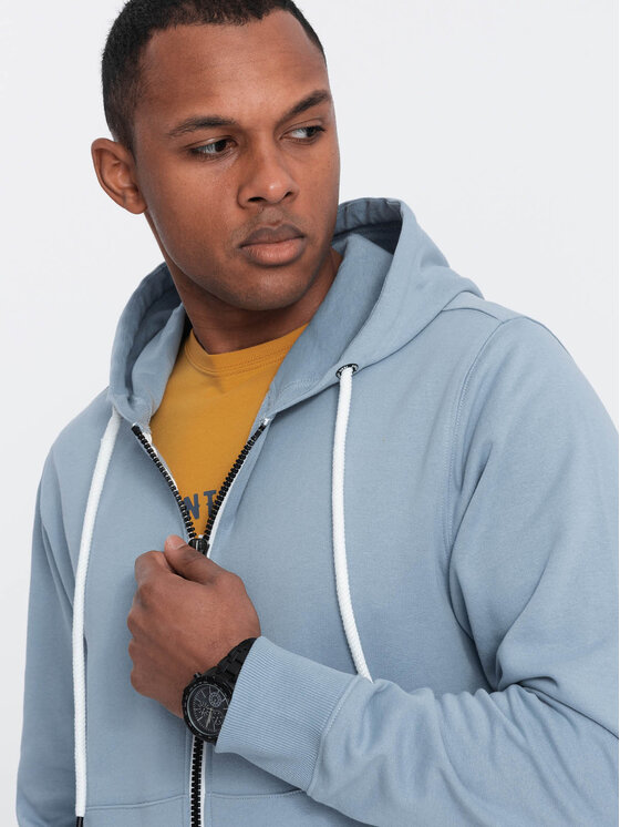 Ombre Ombre Mikina OM-SSBZ-0178 Modrá Classic Fit