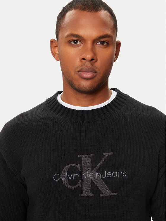 Calvin Klein Jeans Calvin Klein Jeans Πουλόβερ Chenille Mnologo J30J326887 Μαύρο Regular Fit
