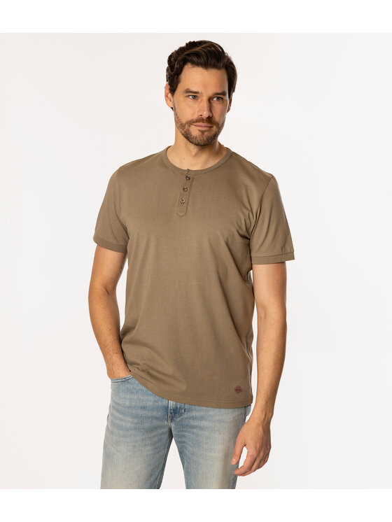 Lee Cooper Lee Cooper T-Shirt HENLEY 1160 Khaki Regular Fit
