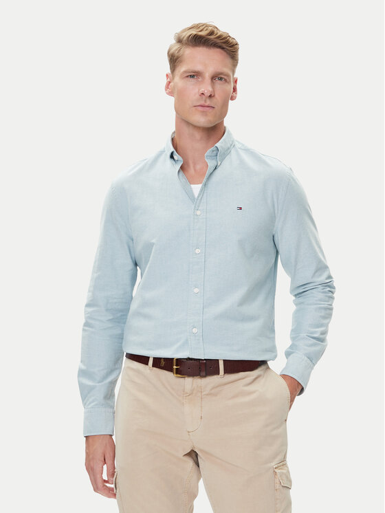 Tommy Hilfiger Koszula Solid Heritage MW0MW35774 Zielony Regular Fit