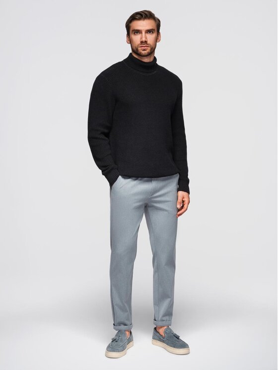 Ombre Ombre Sweter OM-SWTN-0162 Czarny Regular Fit