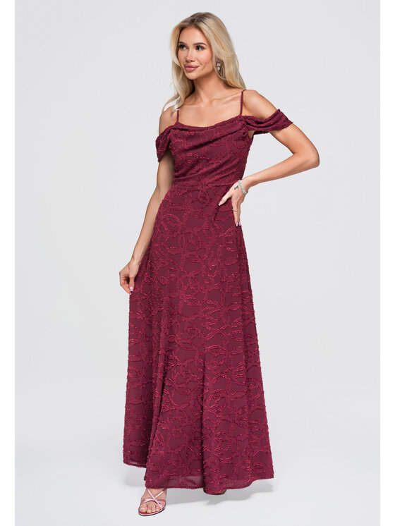 Ombre Ombre Sukienka wieczorowa LA-OM-DLR388 Bordowy Authentic Slim Fit