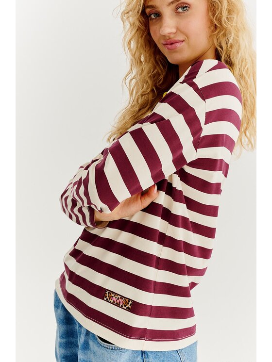 NAOKO NAOKO Longsleeve Meow Bordowy Regular Fit
