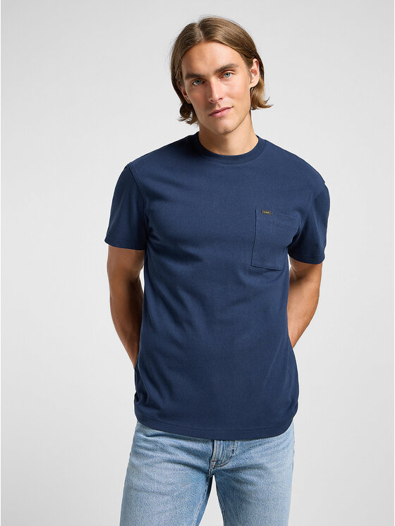 Lee Lee T-Shirt RELAXED POCKET TEE Niebieski Regular Fit