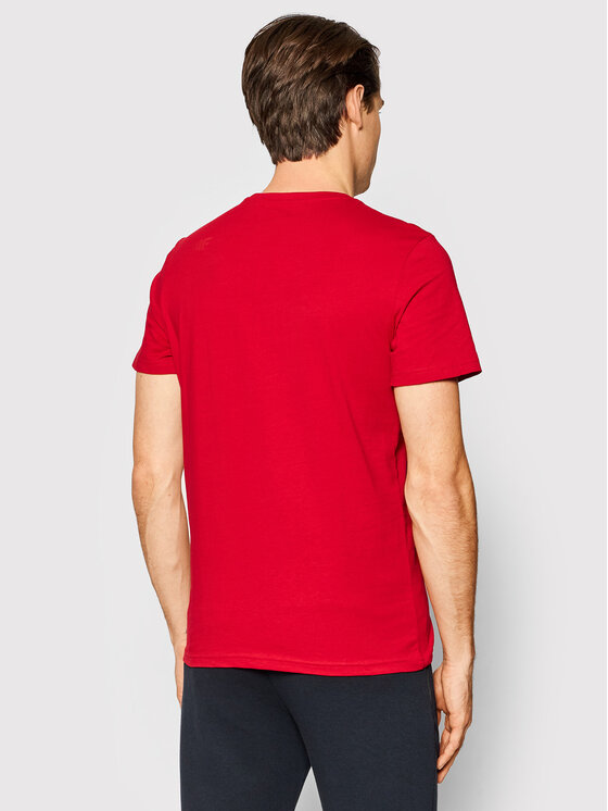 4F 4F T-Shirt NOSH4-TSM352 Czerwony Regular Fit