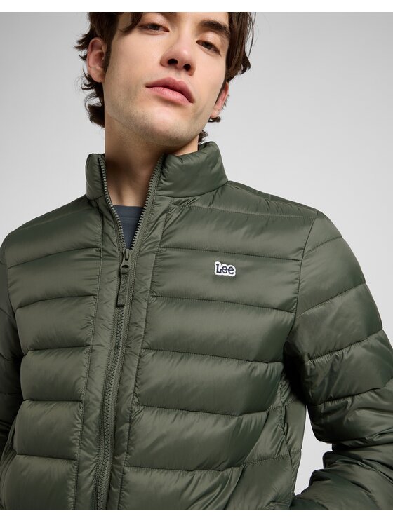 Lee Lee Kurtka przejściowa Stand Collar Puffer Zielony Regular Fit