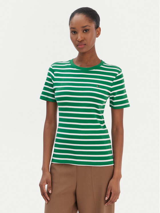 Tommy Hilfiger Tričko New Cody WW0WW40587 Zelená Slim Fit