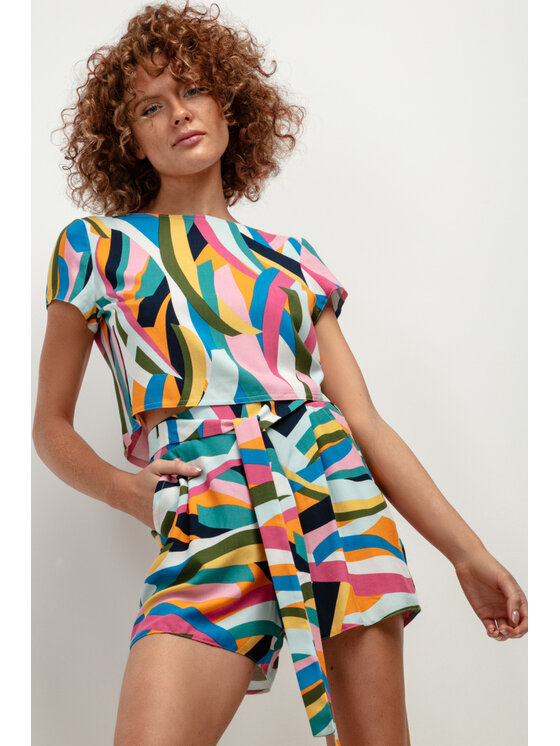 Tessita Tessita T-Shirt TOP T408_2_L Kolorowy Relaxed Fit