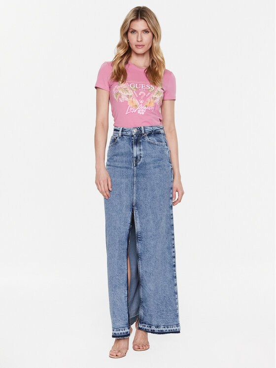 T-shirt Traingle Flowers W3GI41 J1314 Rosa Slim