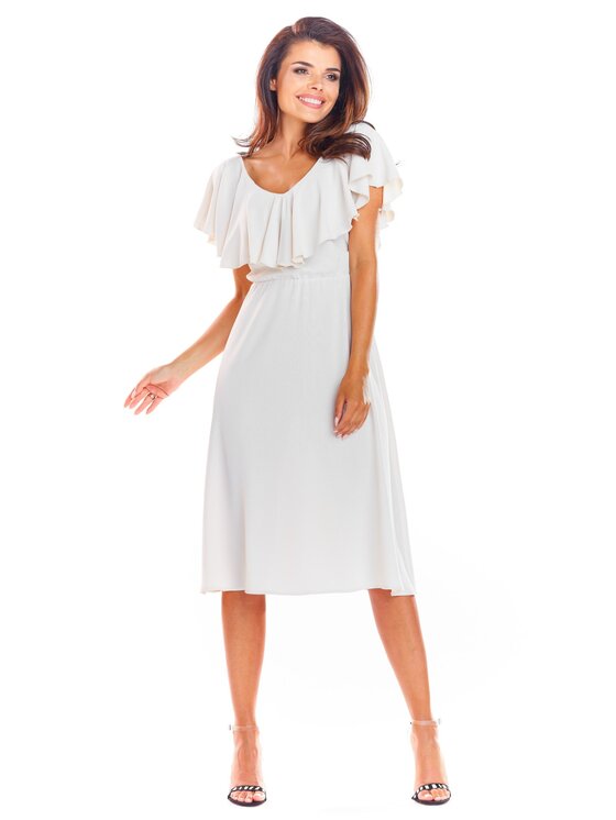 Awama Awama Sukienka letnia A304 Beżowy Basic Fit