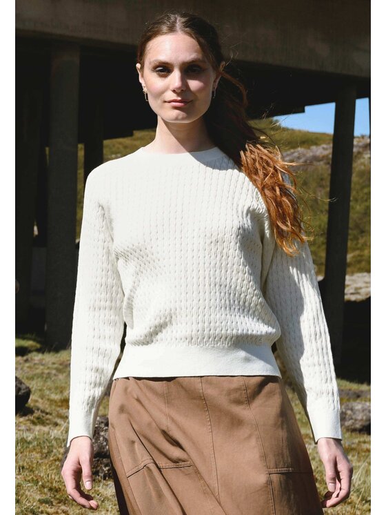 Volcano Volcano Sweter S-KAMA Écru Regular Fit