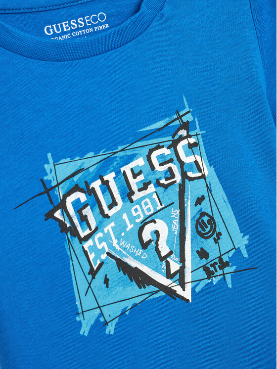 Guess Guess Tričko N4YI00 K8HM4 Modrá Regular Fit