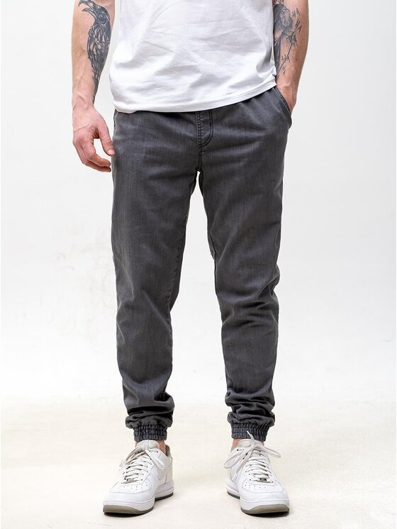 Urban City Urban City Joggery Elastyczne na gumce dzins sznurki 131433 Szary Regular Fit