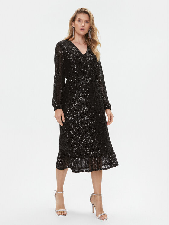 TWINSET TWINSET Kokteilinė suknelė 232TT2280 Juoda Regular Fit