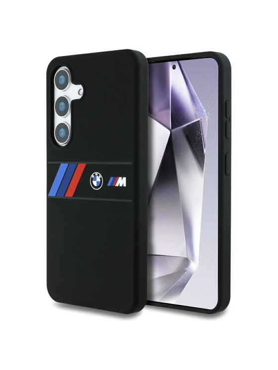 Etui na telefon BMW Motorsport, Czarne, Silicone Middle Tricolor Stripes