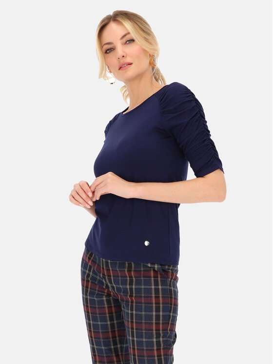 L’AF L’AF Bluzka Flezja Granatowy Slim Fit