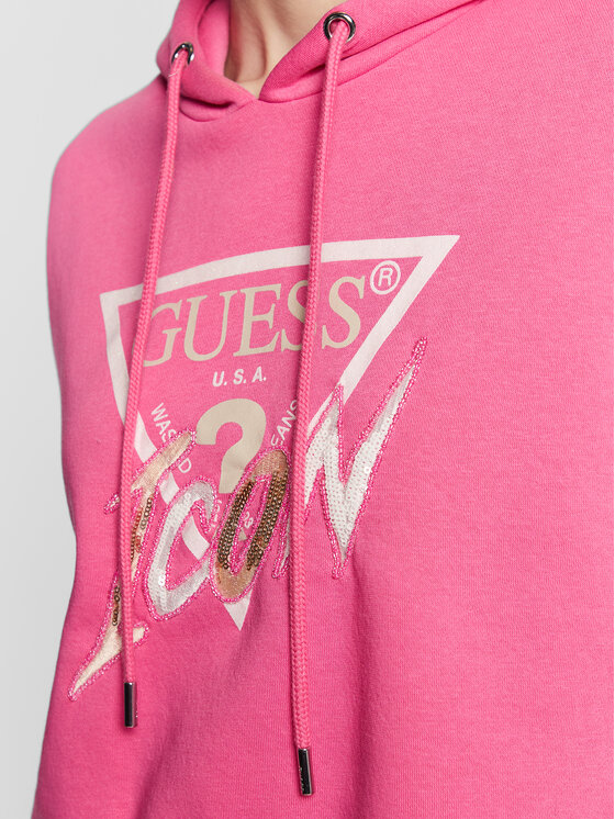Guess Guess Majica dugih rukava Icon W3RQ03 KB683 Ružičasta Relaxed Fit